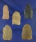 Set of five lanceolate points found in Kentucky, a couple are Paleo. Largest is 1 3/4