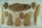 Group of 10 Flint Arrowheads and Bone Artifacts found in Michigan, largest is 5 1/2