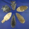 Set of six arrowheads including one that is uniquely salvaged that is 3 1/16