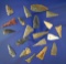 Set of 20 assorted Kentucky arrowheads, largest is 1 11/16