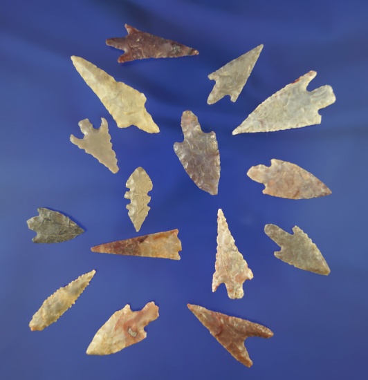 Group of 15 assorted African Neolithic arrowheads found in northern Sahara desert region