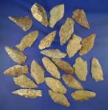 Group of 23 assorted arrowheads found in New Jersey, largest is 1 3/4