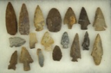 Set of 18 assorted Ohio in Kentucky Arrowheads, largest is 3