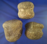 Set of three grooved Hammerstones found in Ohio, largest is 3