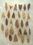 Group of 27 African Neolithic arrowheads found in the northern Sahara desert region.