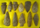 Set of 11 Flint knives found in Michigan, largest is 4 1/16