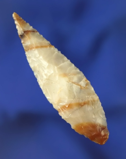2 1/16" Leaf point made from colorful striped Flint found in Oregon.