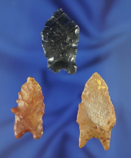 Set of three Pinto Basin points found in California, largest is 1 5/8".