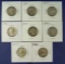 8 Washington Silver Quarters 1934-D, 1939, 1940-S, 1943, 1944, 1944-D, 1946 & 1952-D AG-AU