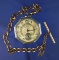 17 Jewel Illinois Pocket Watch with Chain Watch is Missing Winding Stem