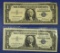 2 1957 Star $1.00 Silver Certificate F-AU