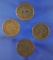 4 Different Large Cents 1820? 1829, 1845 and 1852 All Have Holes