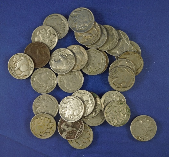30 Assorted Buffalo Nickels G-VF