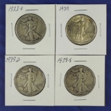 1933-S, 1939, 1939-D and 1939-S Walking Liberty Half Dollars G-AU