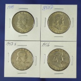 1948, 1950-D, 1953-S and 1956 Franklin Half Dollars F-AU