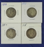 1899, 1900, 1908-O and 1915 Barber Quarters G-VG