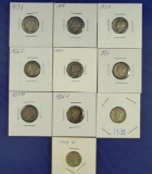 10 Merc Dimes 1917-S, 1919, 1924, 1926-D, 1928-S, 1931, 1935-D, 1936-S, 1938 & 1939-D G-XF