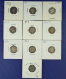 10 Different Barber Dimes 1892 - 1914-D Assorted G-F * See full description!