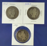 1902, 1906-O and 1912 Barber Half Dollars G-VG