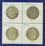 1949, 1951-S, 1952-D and 1954-D Franklin Half Dollars VF-AU