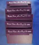 1989, 1990, 1991, 1992 and 1993 Proof Sets in Original Boxes