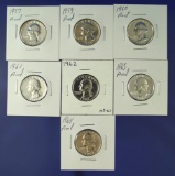 1957, 1959, 1960, 1961, 1962, 1963 and 1964 Proof Washington Silver Quarters