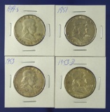 1949-S, 1951, 1953 and 1953-D Franklin Half Dollars VF-AU