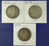 1906, 1907-O and 1915-S Barber Half Dollars G-F Details