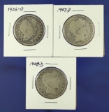 1906-O, 1907-D and 1908-D Barber Half Dollars G