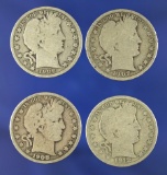 1906-D, 1907-S, 1908-O and 1912 Barber Half Dollars AG-G