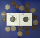 8 Indian Cents, 10 Liberty V Nickels and 2 Three Cent Nickels 1865 & 1868 AG-F