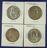 1952, 1952-D, 1952-S and 1953-S Franklin Half Dollars VF-BU