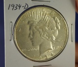 1934-D Peace Silver Dollar AU Details