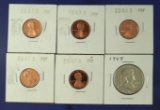 5 2003-S Proof Lincoln Cents and 1949 Franklin Half Dollars VF Details