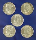 5-1964 Silver Kennedy Half Dollars AU-BU
