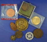 5 Misc. Medals, 2 Different 1933 Worldâ€™s Fair Medals, an Elongated Cent and an Elias Howe Jr. Plat