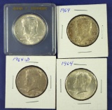 2-1964 and 2-1964-D Kennedy Silver Half Dollars AU-BU