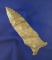Uniquely styled ancient Fishtail Base Knife with good mineral deposits on surface found in Ohio.