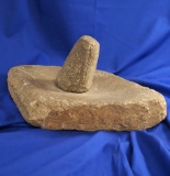SELL TO FLOOR ONLY! Very large grinding stone Metate with a pestle found at the same site location.