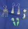 Group of assorted Vintage Silver and Turquoise earrings and an ear cuff.