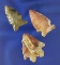 Set of three Flint Ridge Flint arrowheads in very nice condition found in Ohio. Largest is 1 1/2