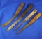 Set 4 Historic Knives with wood handles.