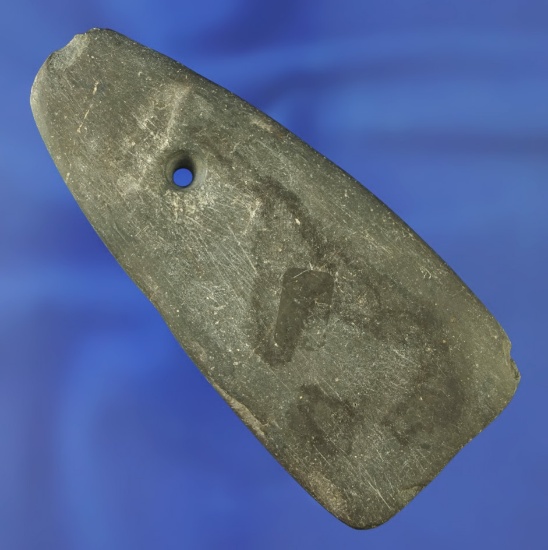 3 5/8" Trapeziodal slate Pendant found in Miami Co.,  Ohio. Ex. Doc Stulman.