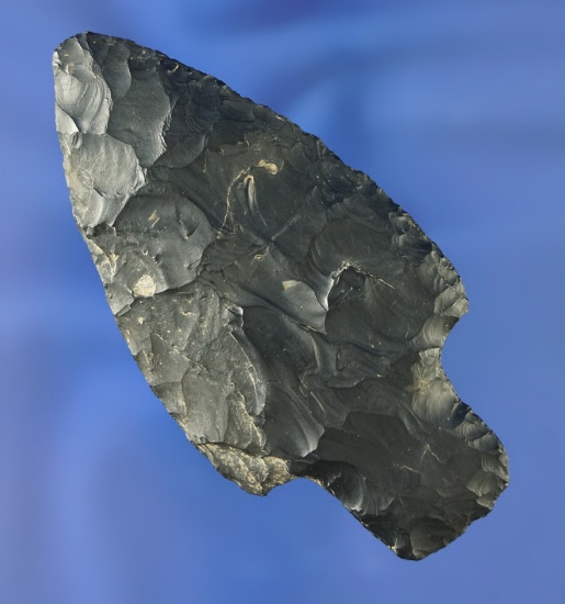 3 5/16" Adena made from beautiful black Coshocton Flint. Found in Ohio.