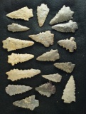 Excellent frame of 17 nice serrated Kirk points found in Kentucky. Largest is 3