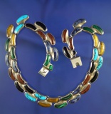 Beautifully crafted Southwestern Vintage Necklace with many different types of polished stones.