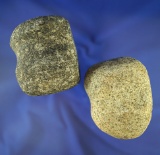 Pair of well styled 3/4 Grooved Hammerstones. Largest is 2 3/4