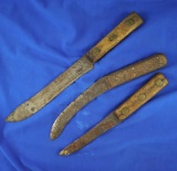 Set of 3 Historic Knives with wood handles.