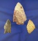 Set of three Missouri arrowheads, largest is 3