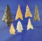Set of seven assorted Oklahoma and Missouri arrowheads including some nice Daltons.